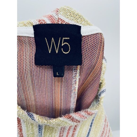 W5 Tank Top Size L Women’s Multicolor Striped Sleeveless Halter Textured Nubby - Picture 7 of 8